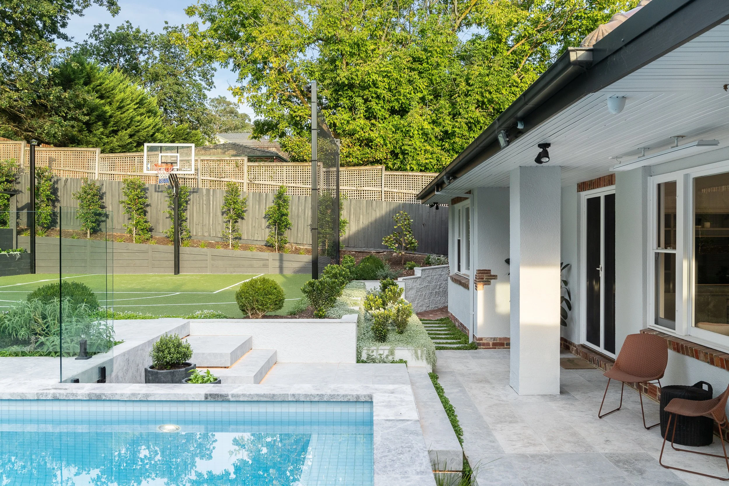 backyard basketball court green surface Eaglemont