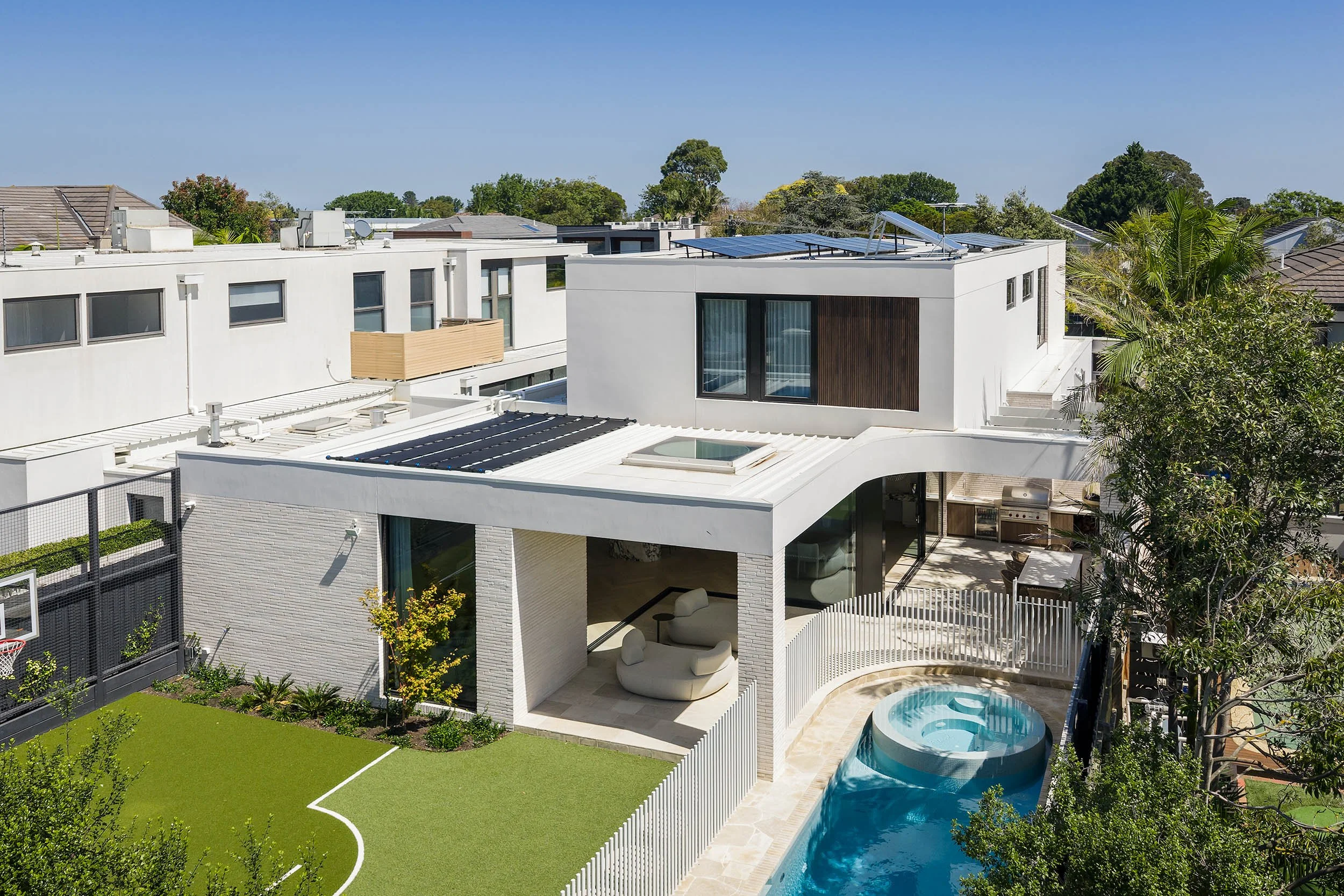 residential basketball court pool integration Brighton Melbourne