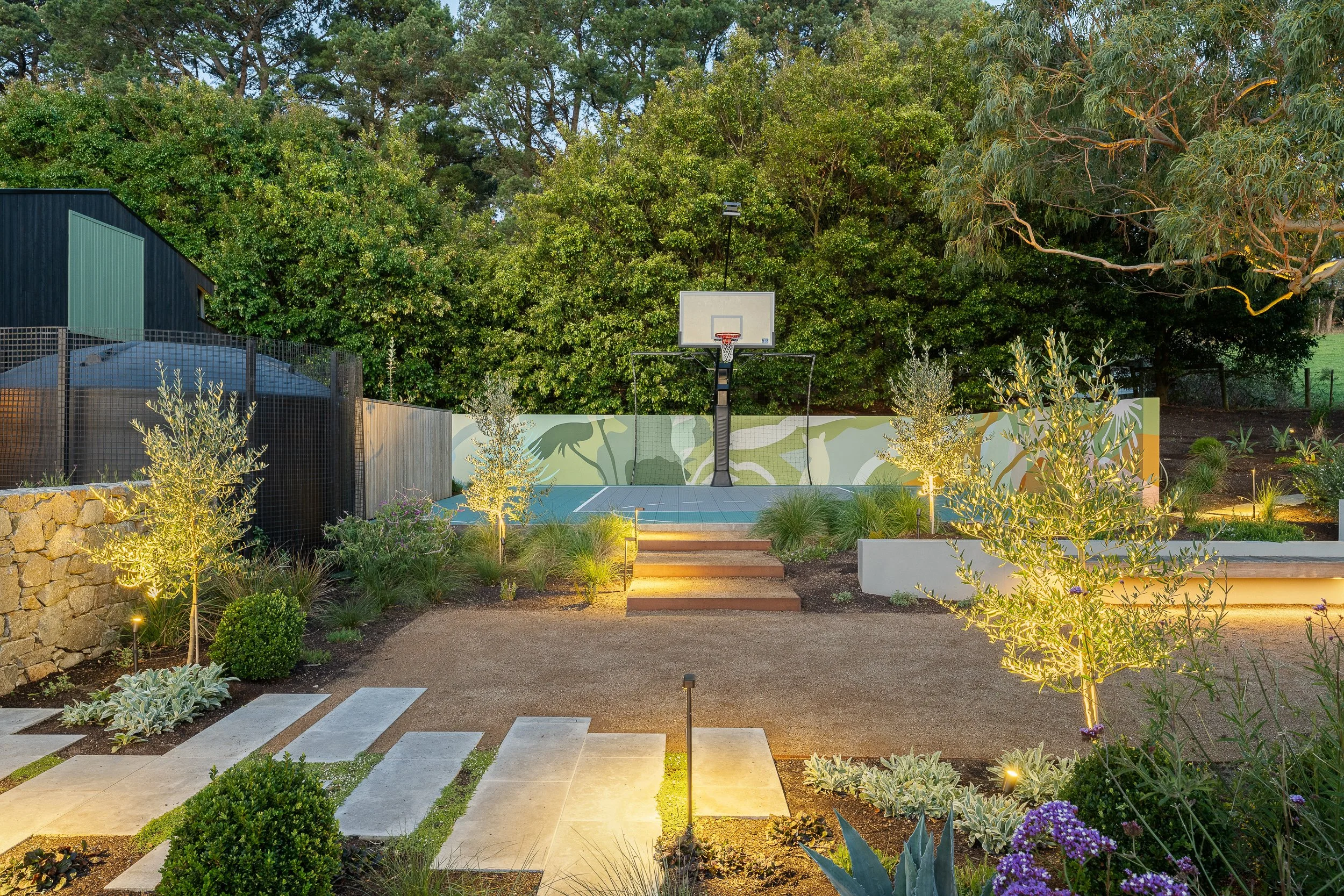stylish home basketball court landscaping Mint Design