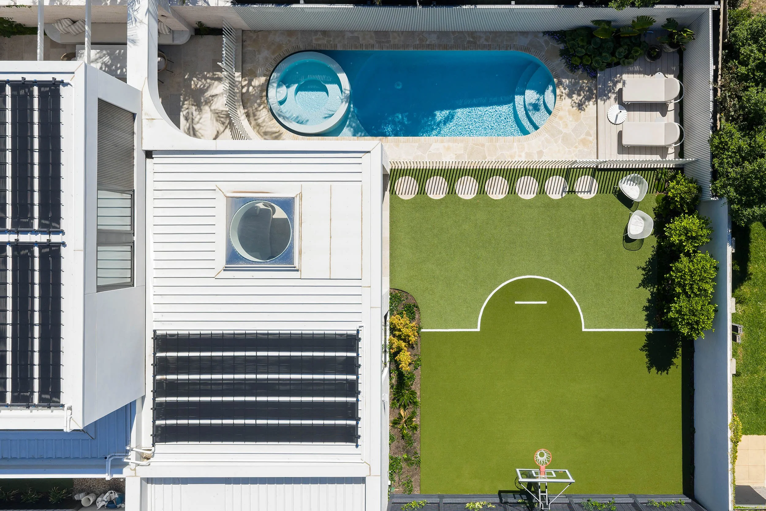 residential basketball court pool integration Brighton Melbourne