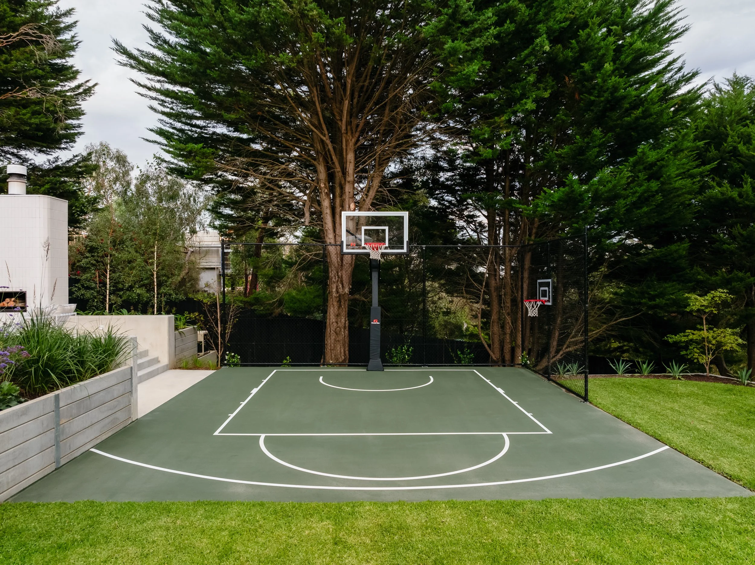 backyard basketball court green surface Mornington Peninsula