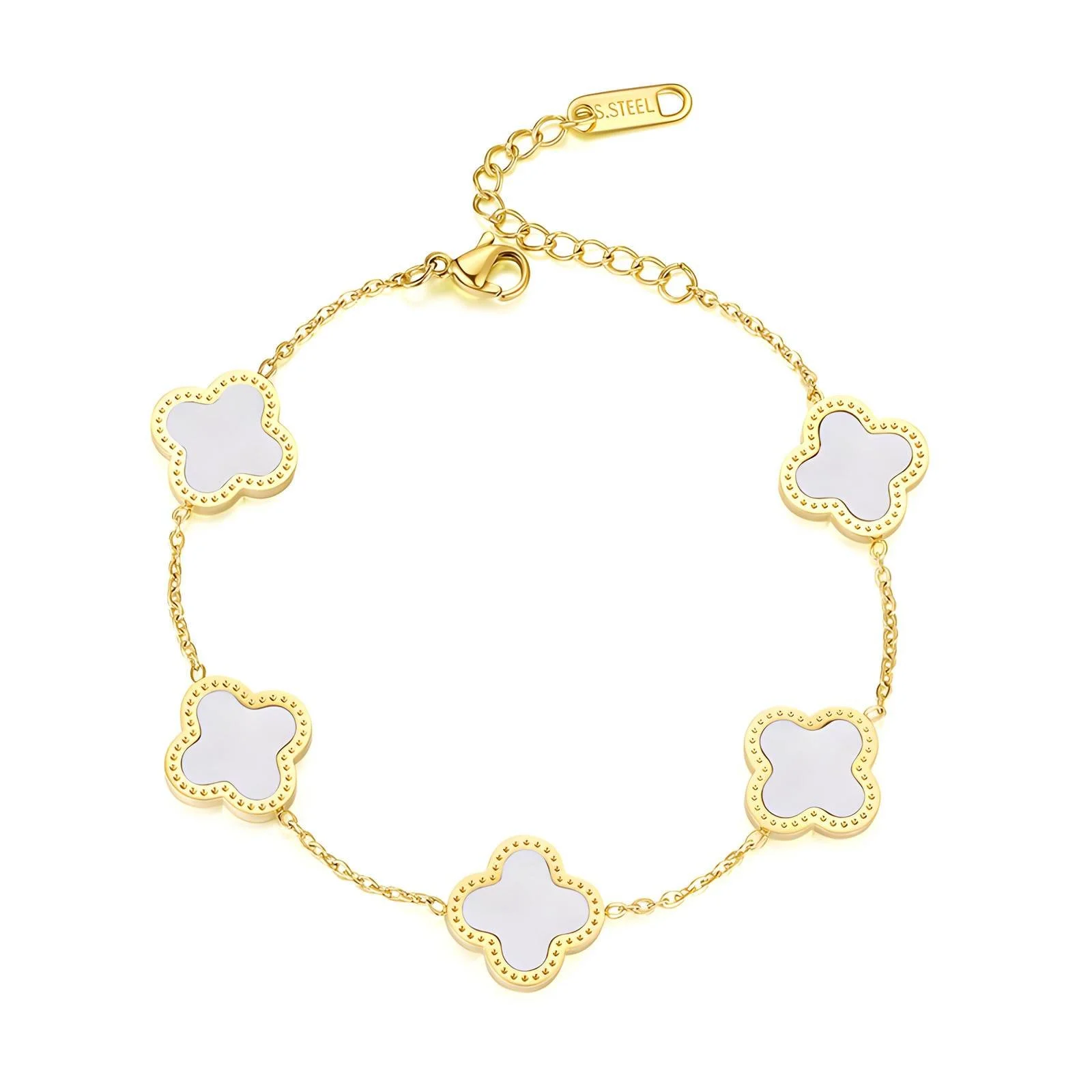 White-Gold Clover Bracelet