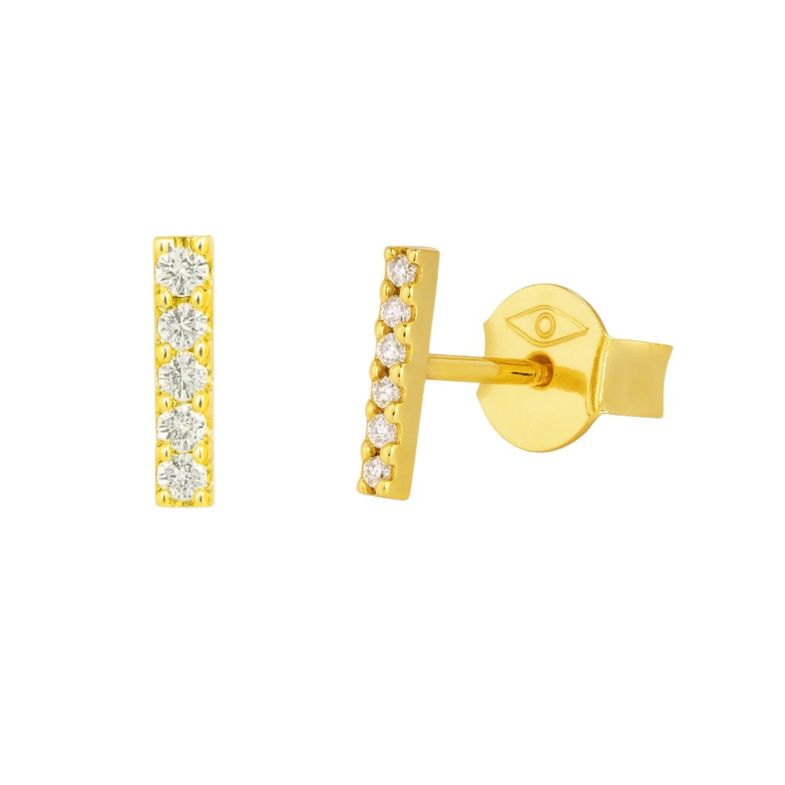 Diamond Bar Stud Earrings