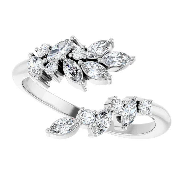 Bypass Ring with Natural Diamonds
