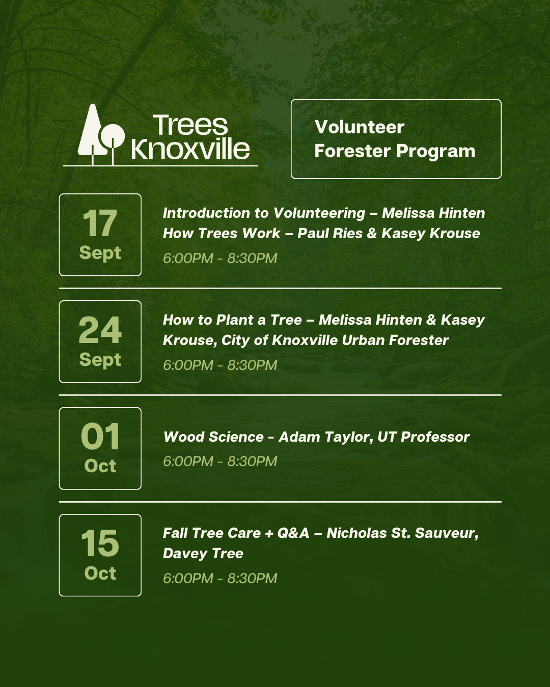 Fall 2025 Volunteer Forester Program