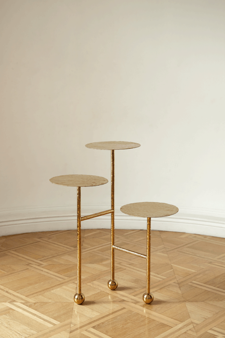 Liquid Table Gold | Textured Brass Side Table by Furn Object
