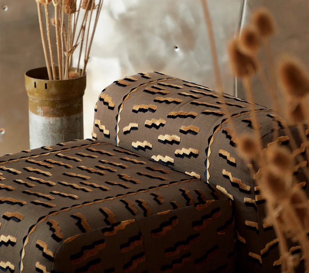 Detailed view of the upholstered surface of the Valun Armchair by Furn Object
