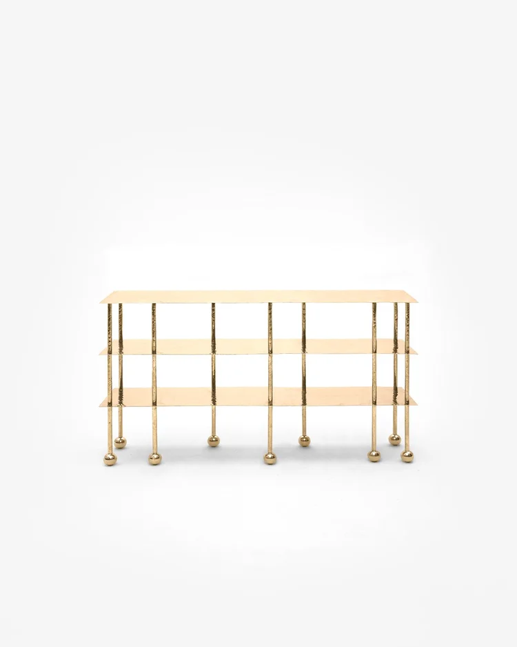 Liquid Rack M Brass | Sculptural Designer Shelving by Furn Object
