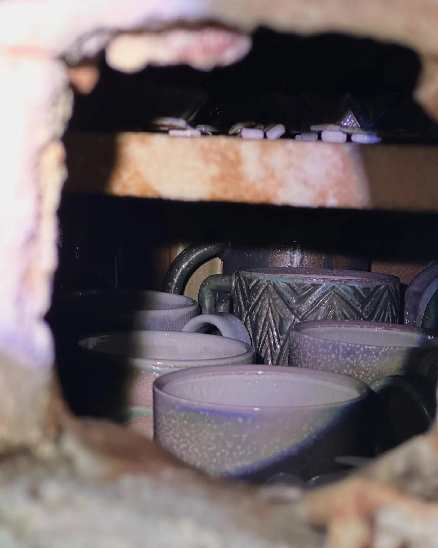 Waiting for all these cuties to cool down so @ryanmckerley and I can unload. Fastest firing he&rsquo;s ever had and a spray nozzle shooting off into the kiln have made for a bit of stress, but initial peeks are showing some lovely results. 💚 this we