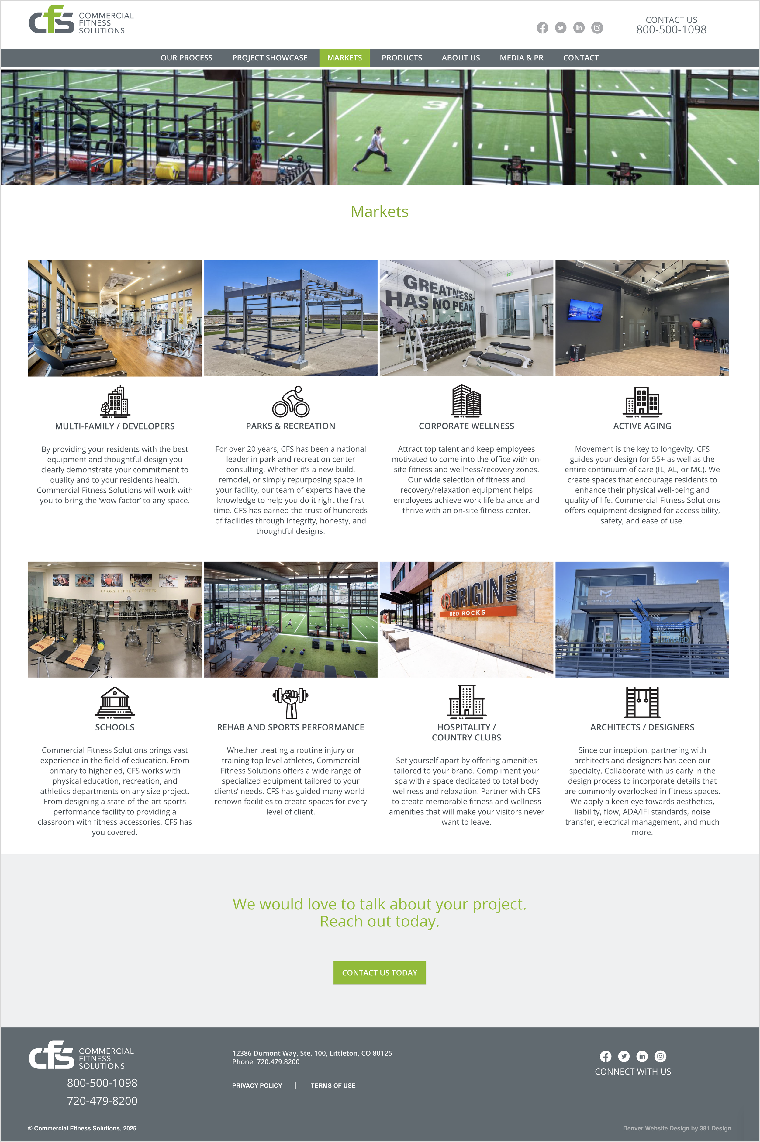 Commercial Fitness Markets Page Web Design