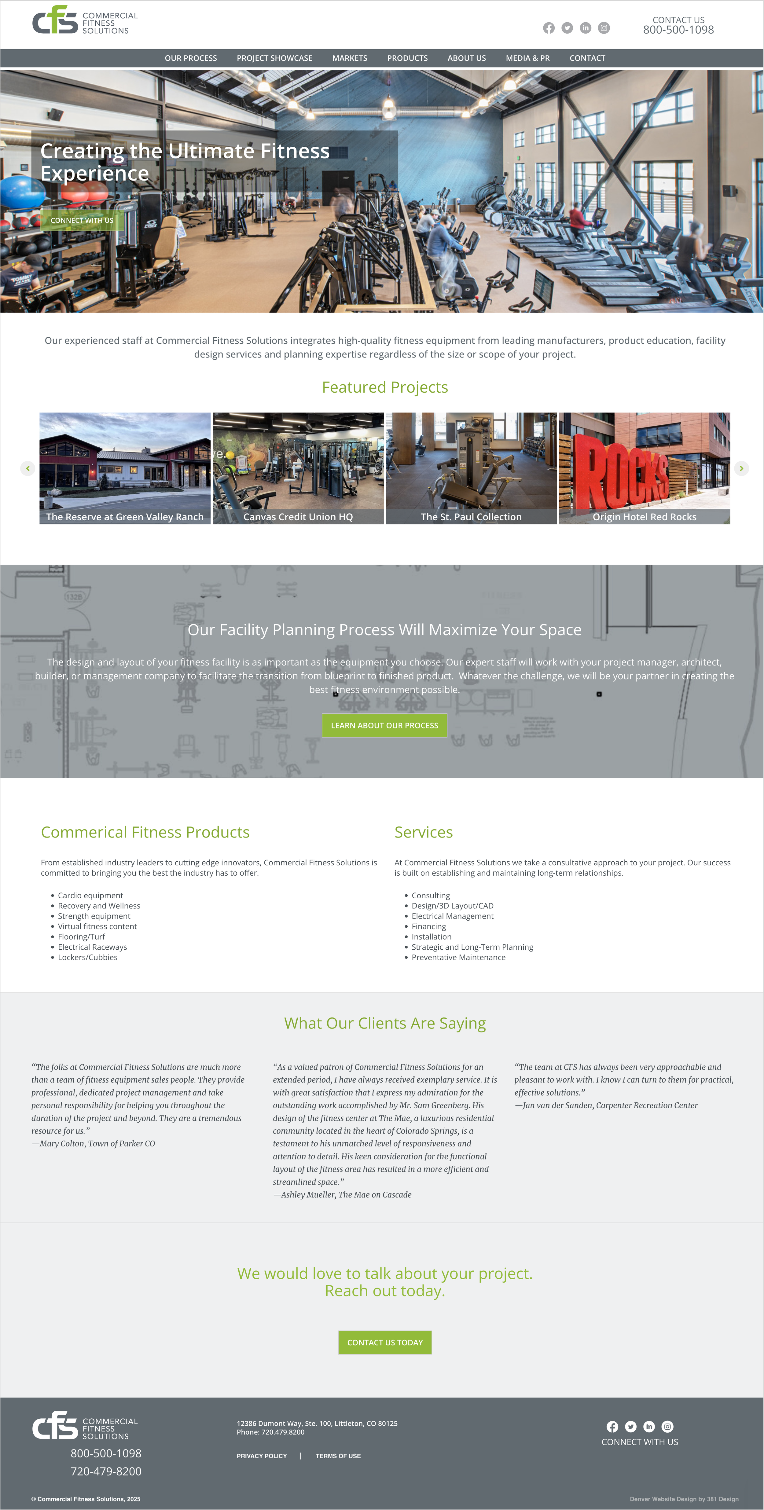 Commercial Fitness Home Page Web Design