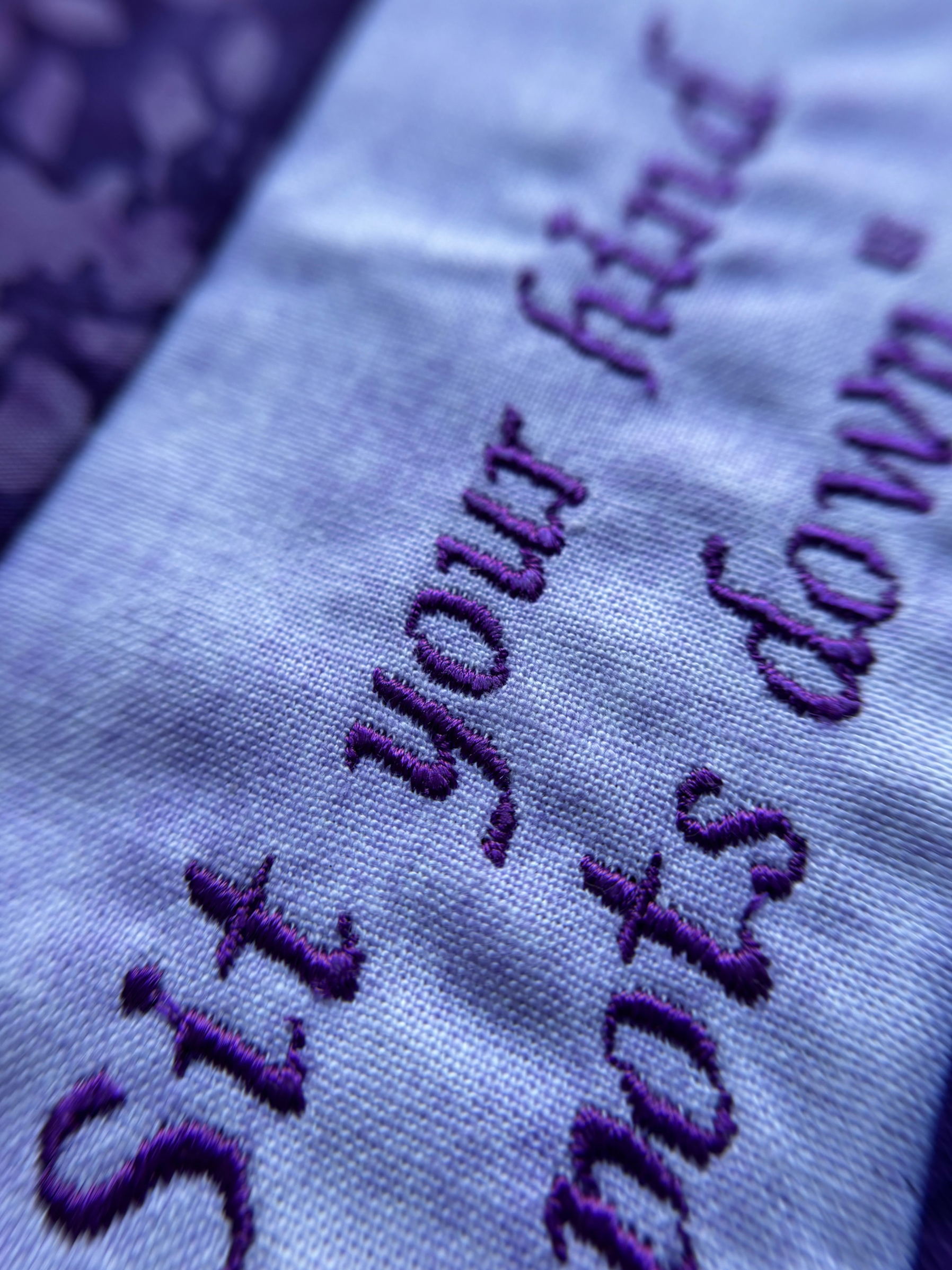 Close up on the word stitching
