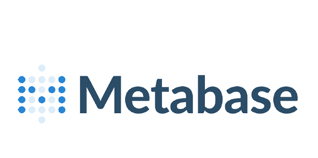Metabase logo with a green background, featuring a cluster of blue and white dots to the left of the word 'Metabase'.