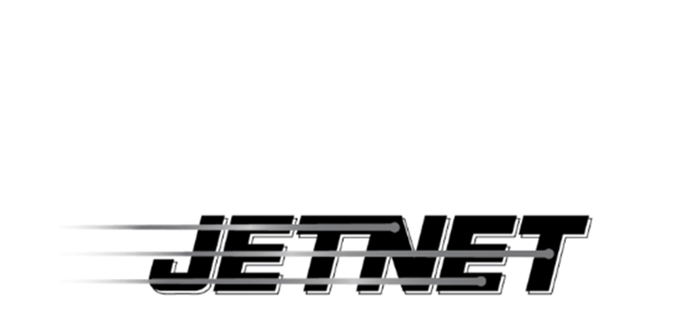 JetNet logo with stylized text and motion lines.