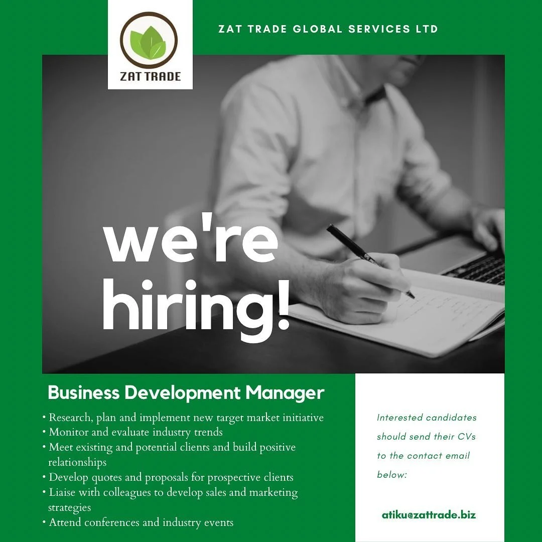 Job Title: Business Development Manager

Marketing experience is an added advantage. 

Please send inquiries to the contact email on the flyer. 

NB only shortlisted candidates will be contacted.