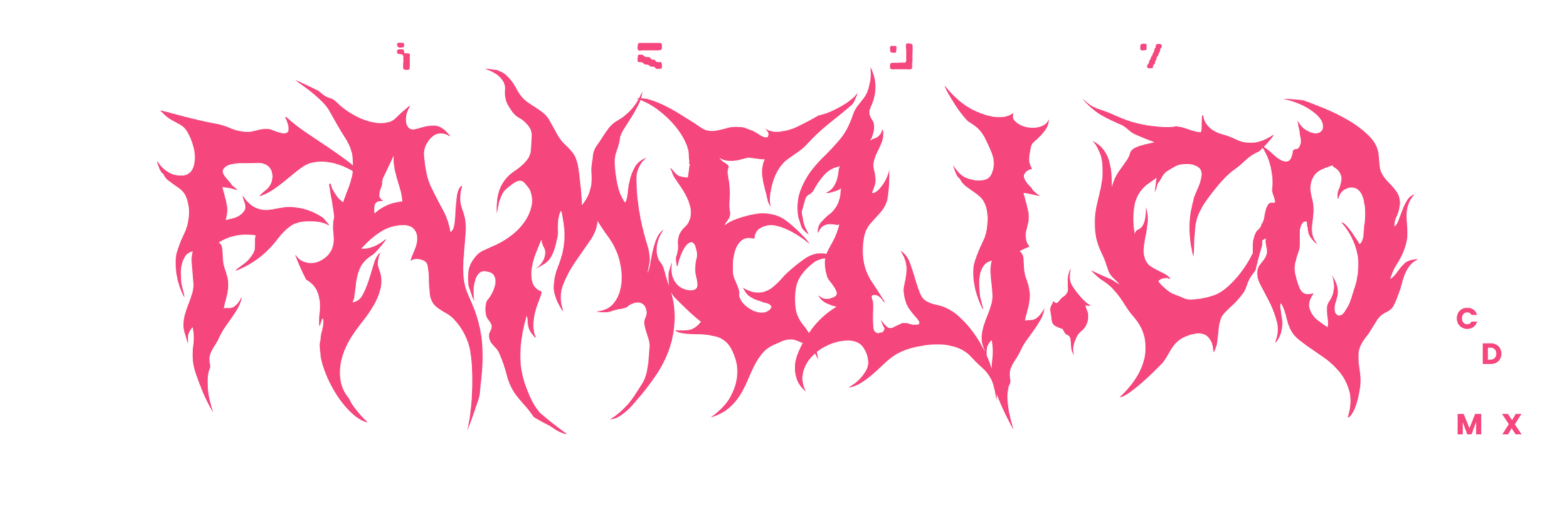 Logotipo en letras góticas rosas con detalles afilados y puntiagudos.