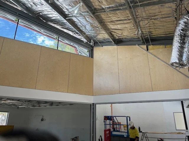 Plaster walls and ceiling