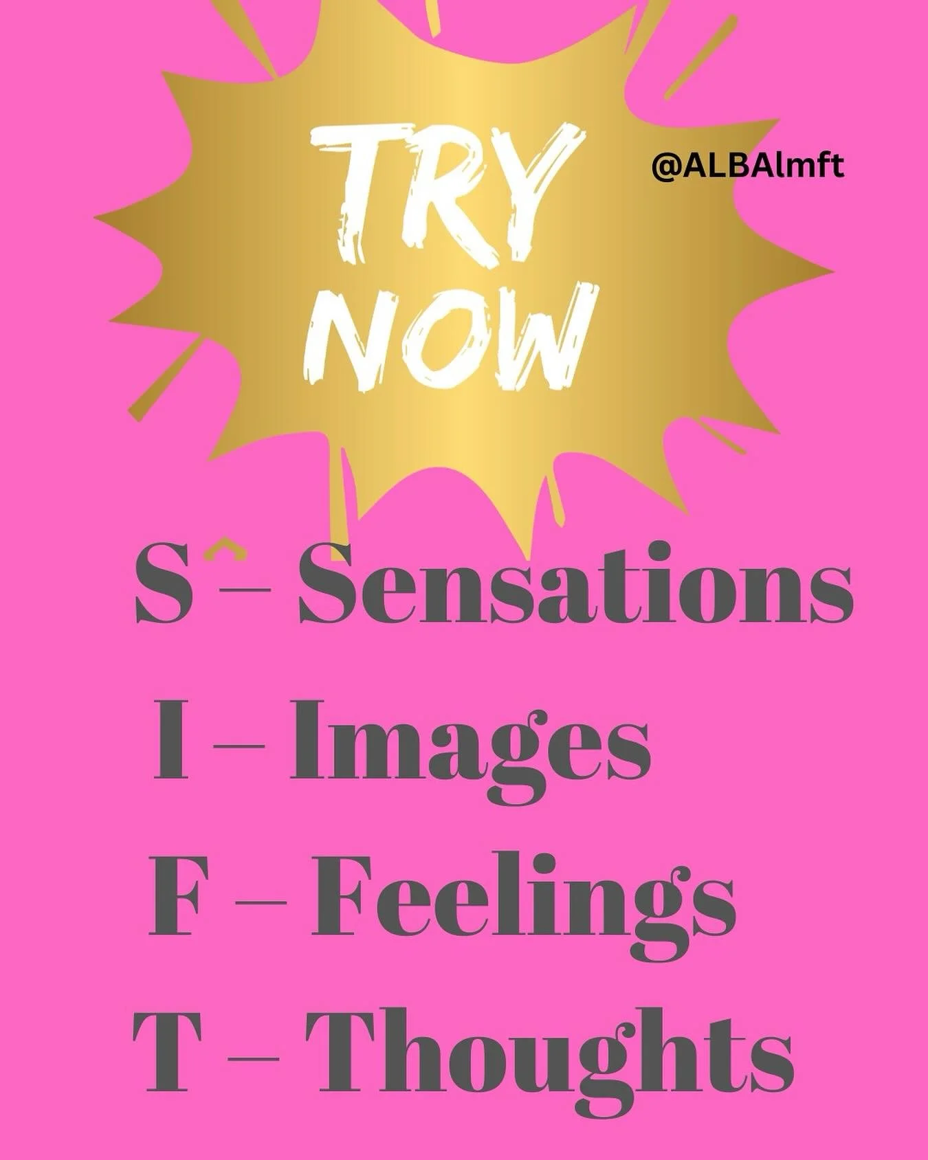 What&rsquo;s happening inside you? Try this check-in: SIFT 🧠
Notice your Sensations, Images, Feelings, and Thoughts.
This is one way I help clients stay grounded when emotions get loud. 

#emotionalregulation 
#copingstrategies 

Will you try?