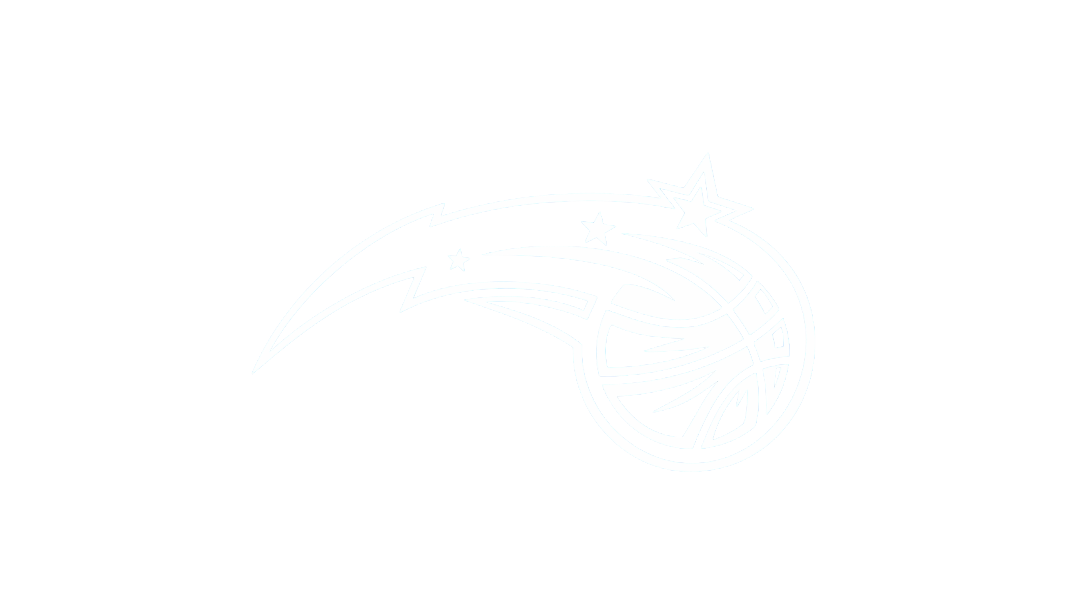 A stylized graphic of a basketball, a star, and a comet or shooting star against a black background.