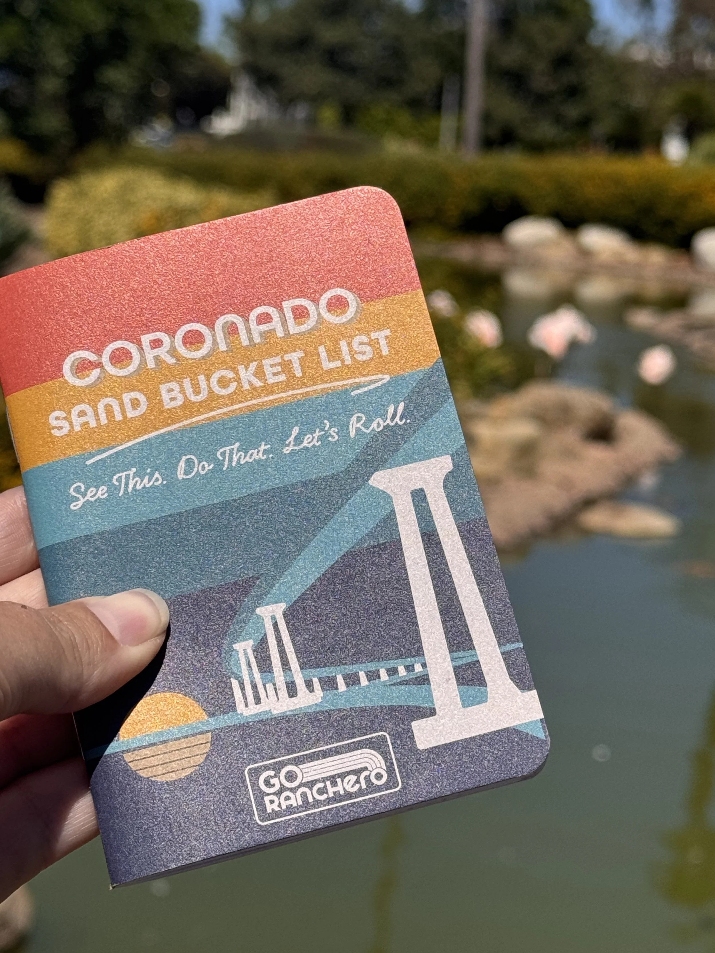 Coronado Sand Bucket List with flamingos at the Coronado Island Marriott