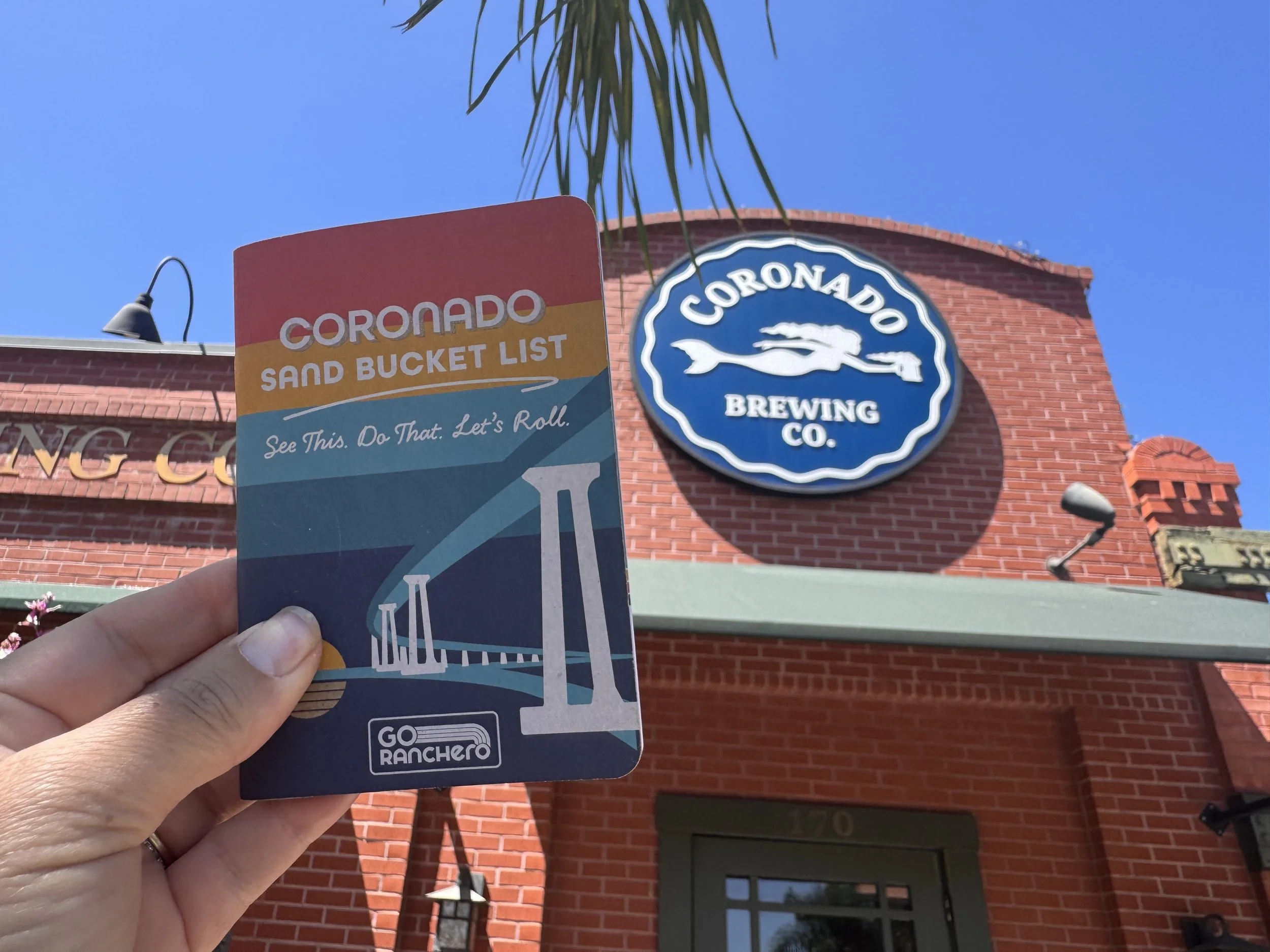 Coronado Sand Bucket List outside Coronado Brewing Company in Coronado, California