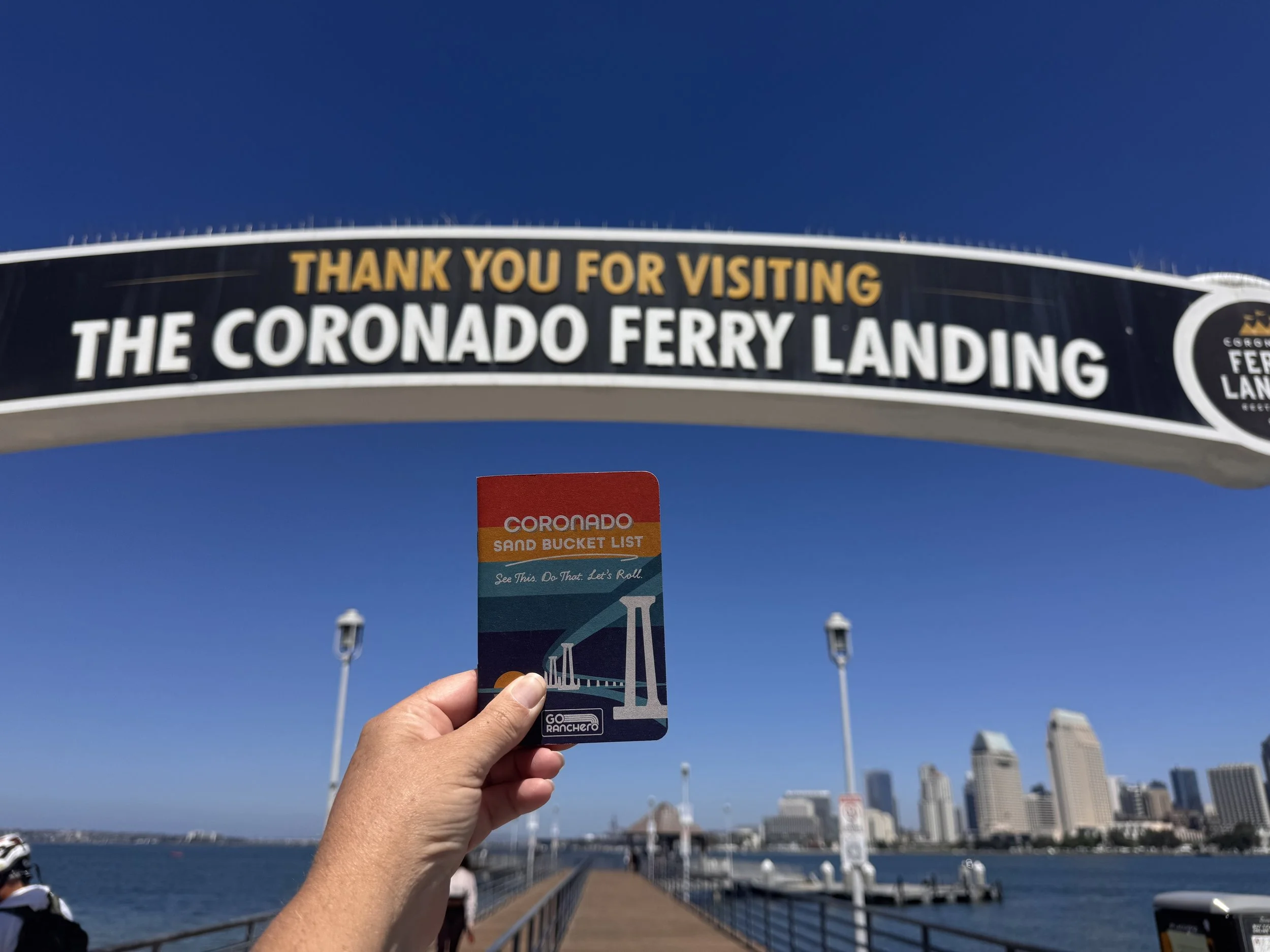 Coronado Sand Bucket List at the Coronado Ferry Landing overlooking San Diego Bay
