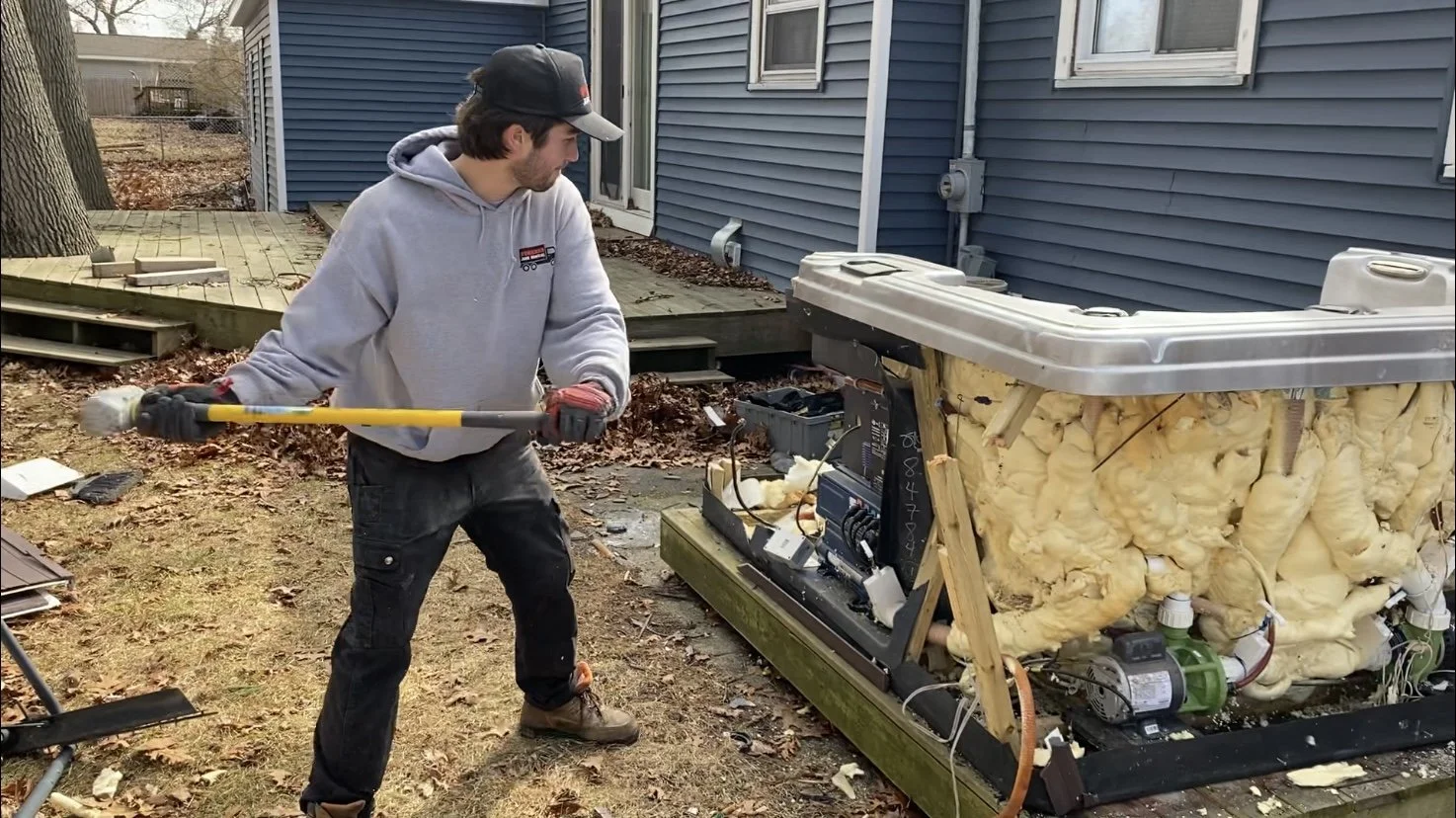 Disposing old hot tub for customer in muskegon michigan