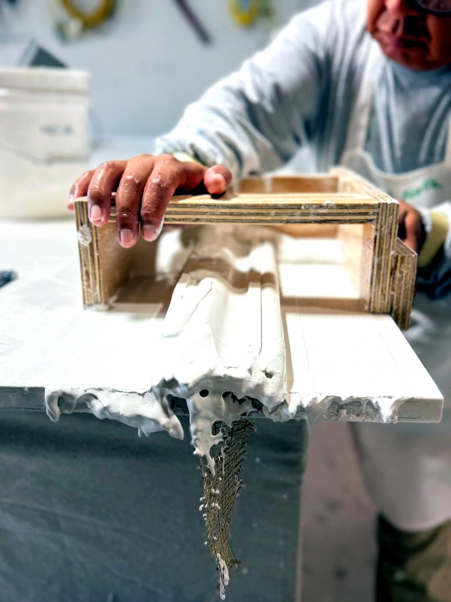 Fresh plaster, finished by hand