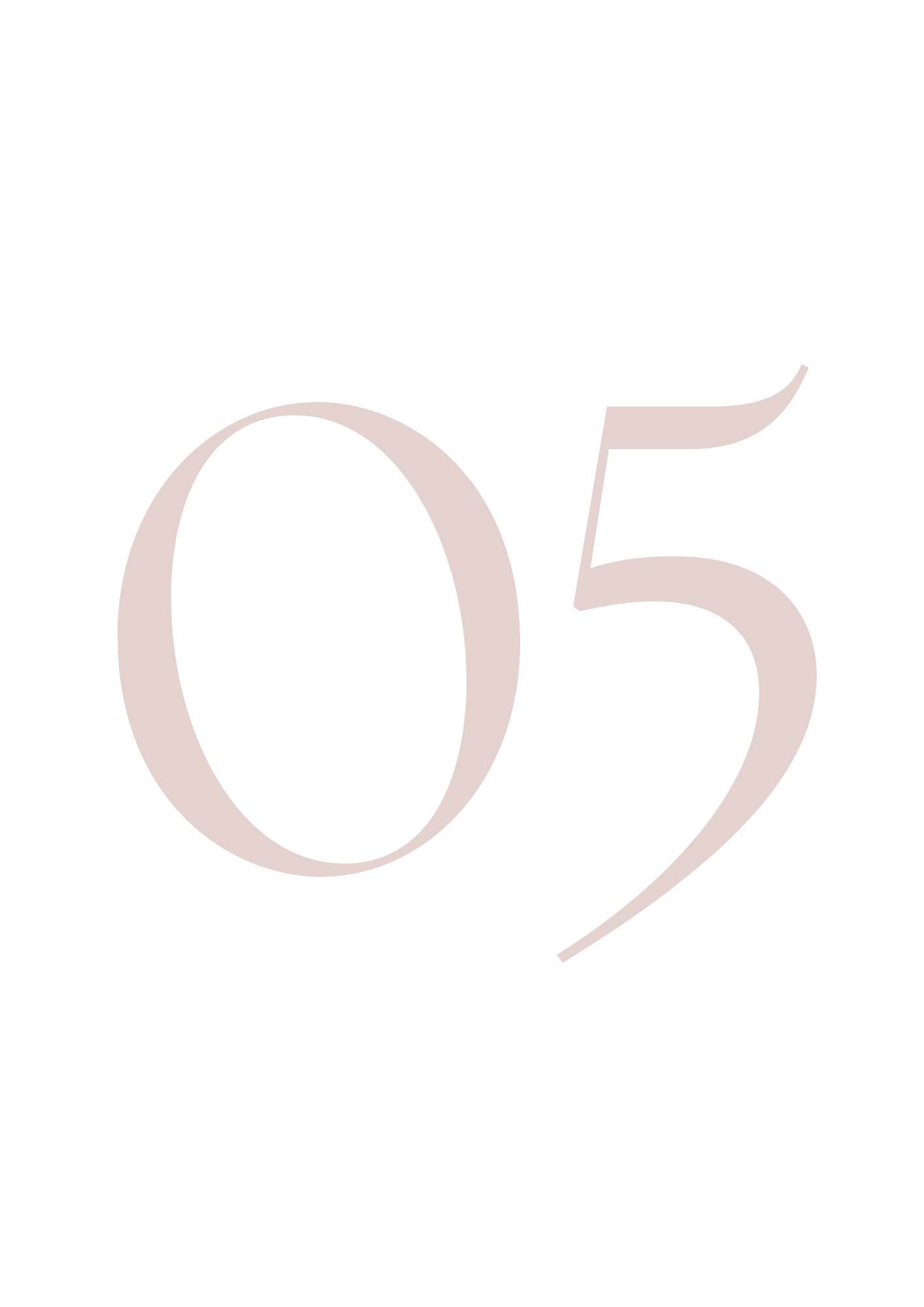 Large beige number 05 with a thin black outline on a black background.