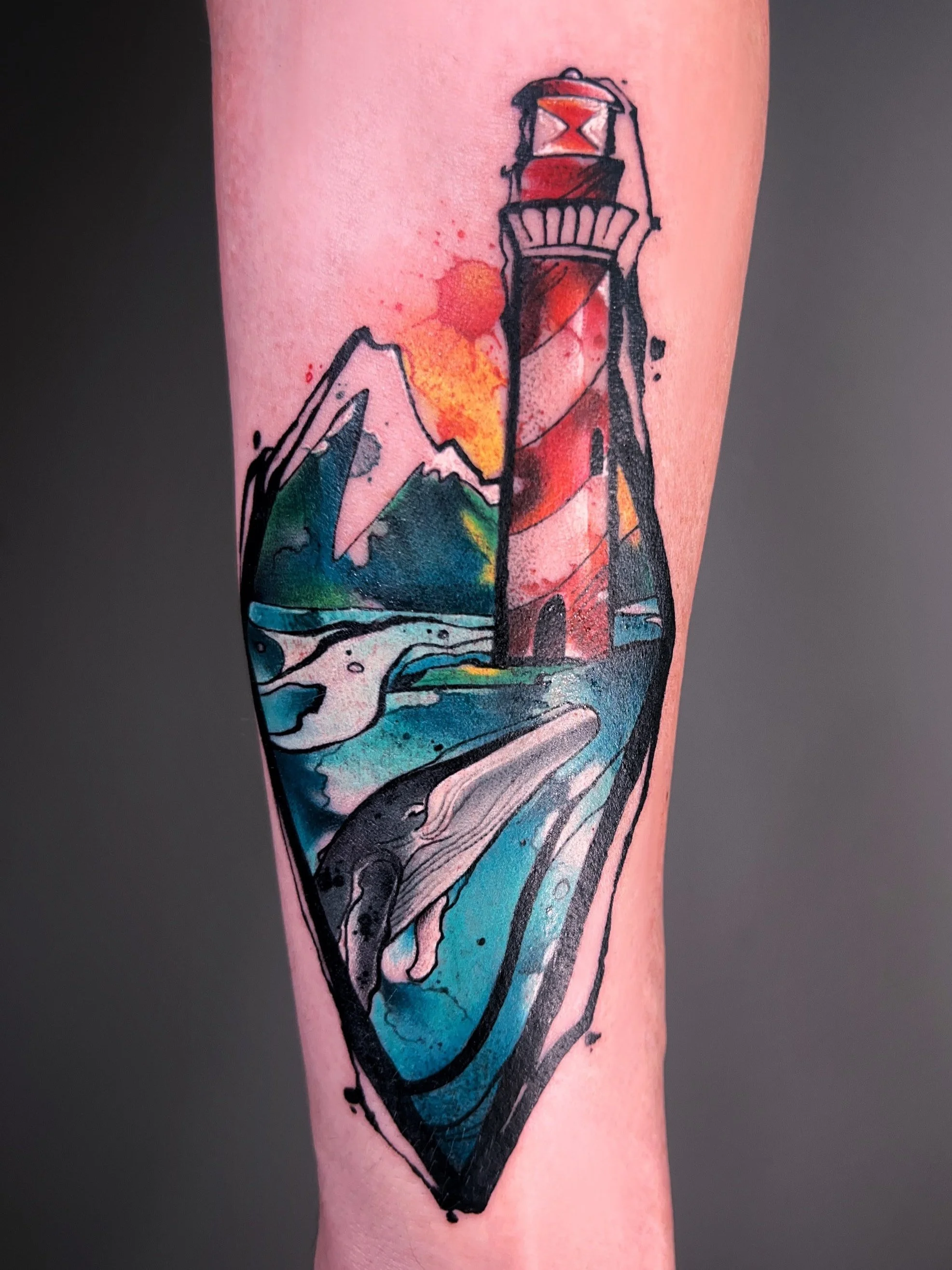 Graphic, watercolor Lighthouse