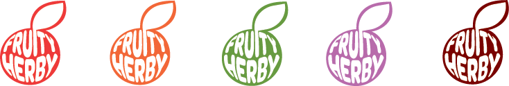 Colorful logo with the words 'Fruit Herby' in stylized text inside an apple shape in red, orange, green, purple, and red colors.