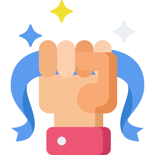 Illustration of a clenched fist making a thumbs-up gesture, with a yellow star at the top, and blue background.