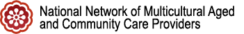 Logo and text for the National Network of Multicultural Age and Community Care Providers.