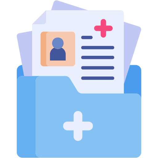 Medical folder with patient information and a medical cross symbol