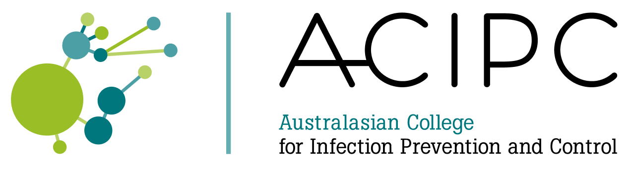 Logo of ACIPC with stylized interconnected circles and lines on the left, and the text "ACIPC Australasia College for Infection Prevention and Control" on the right.