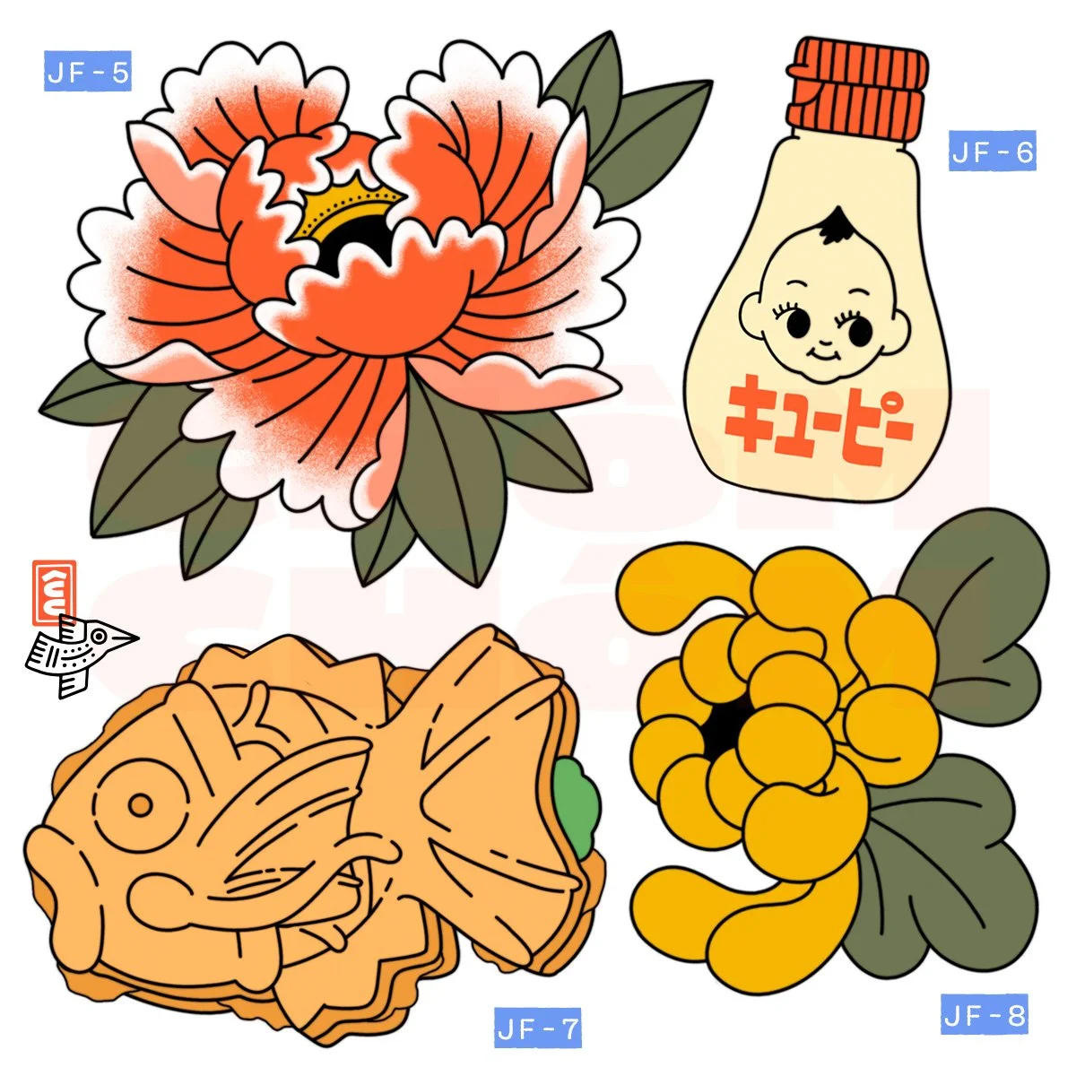 japanese flash peony kewpie taiyaki chrysanthemum