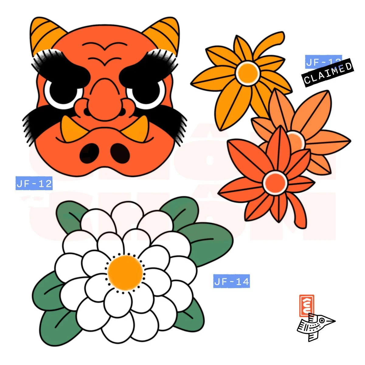 japanese flash chrysanthemum maple leaves oni mask