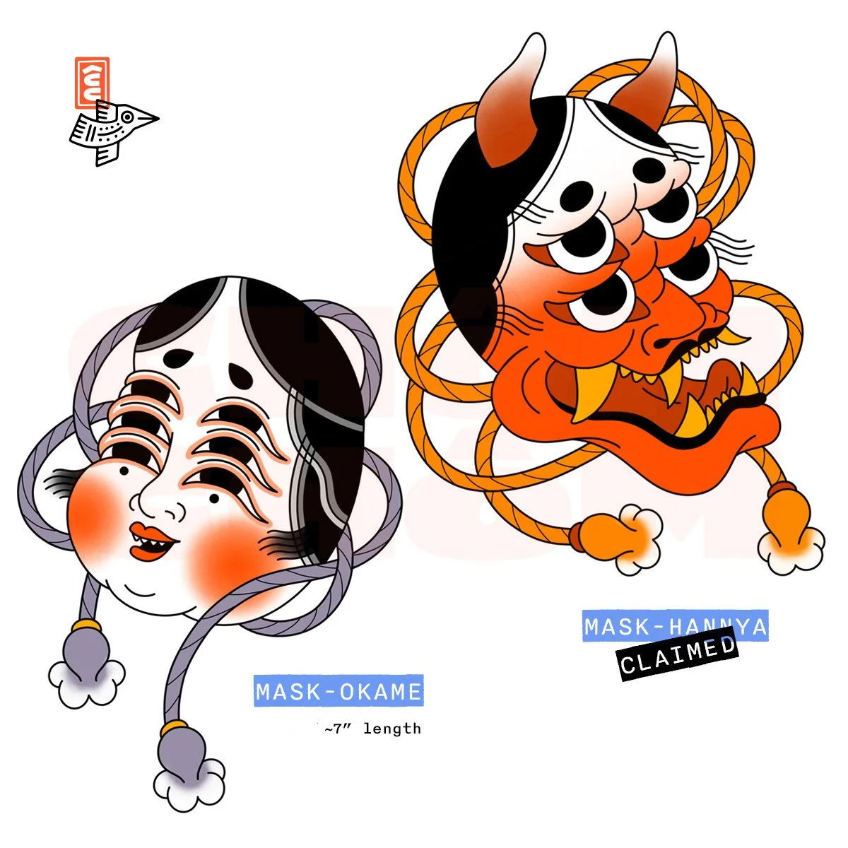 japanese flash okame otafuku hannya noh mask 