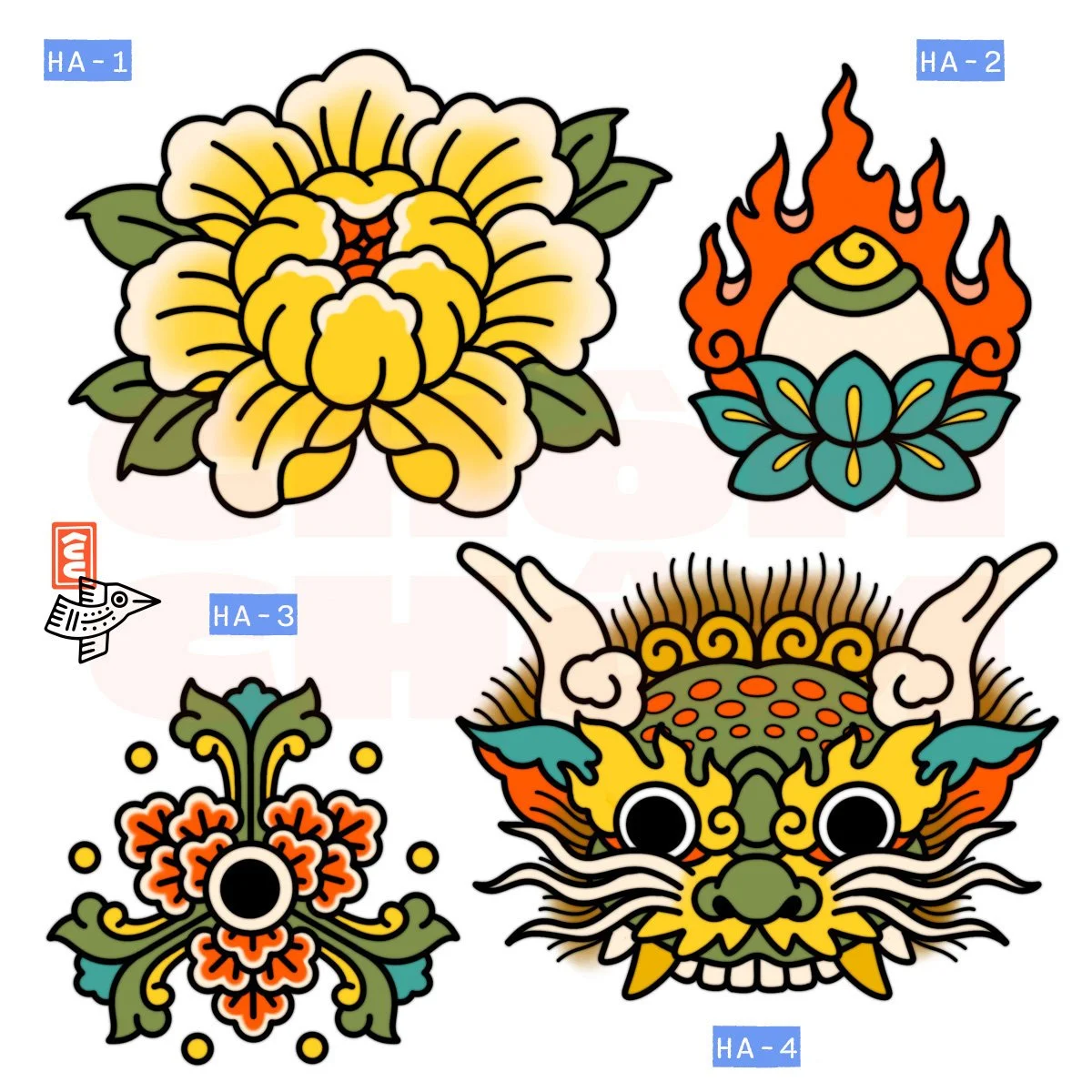 himalayan tibetan art peony hoju dragon