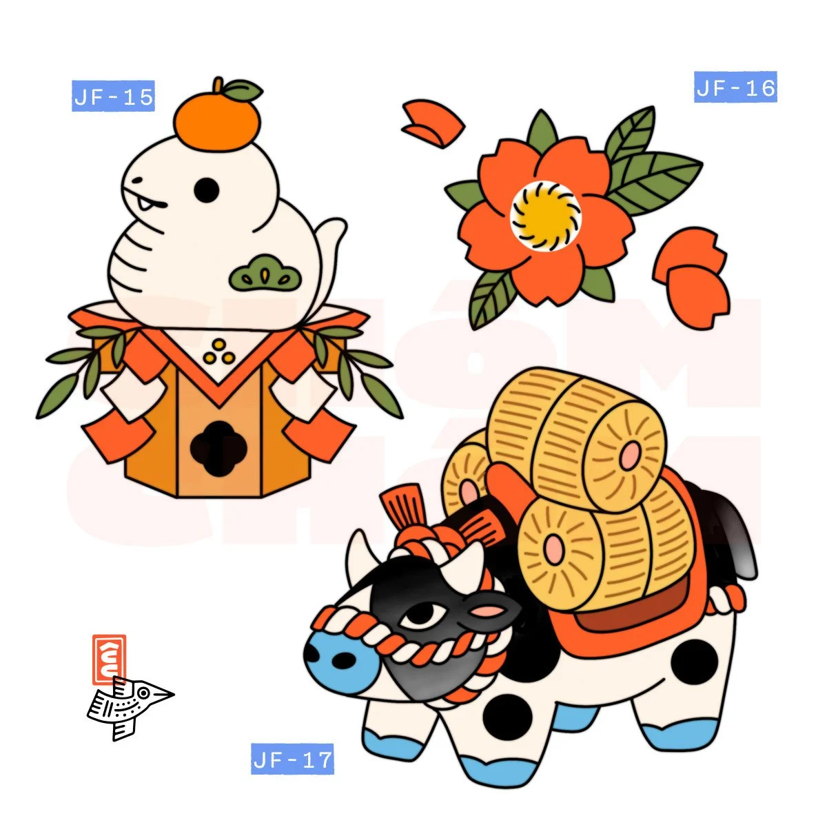 japanese flash mochi snake ox sakura