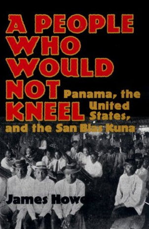 Cover of a book titled 'A People Who Would Not Kneel' by James Howc featuring a black-and-white photograph of men sitting outdoors in hats, with bold red and yellow text.