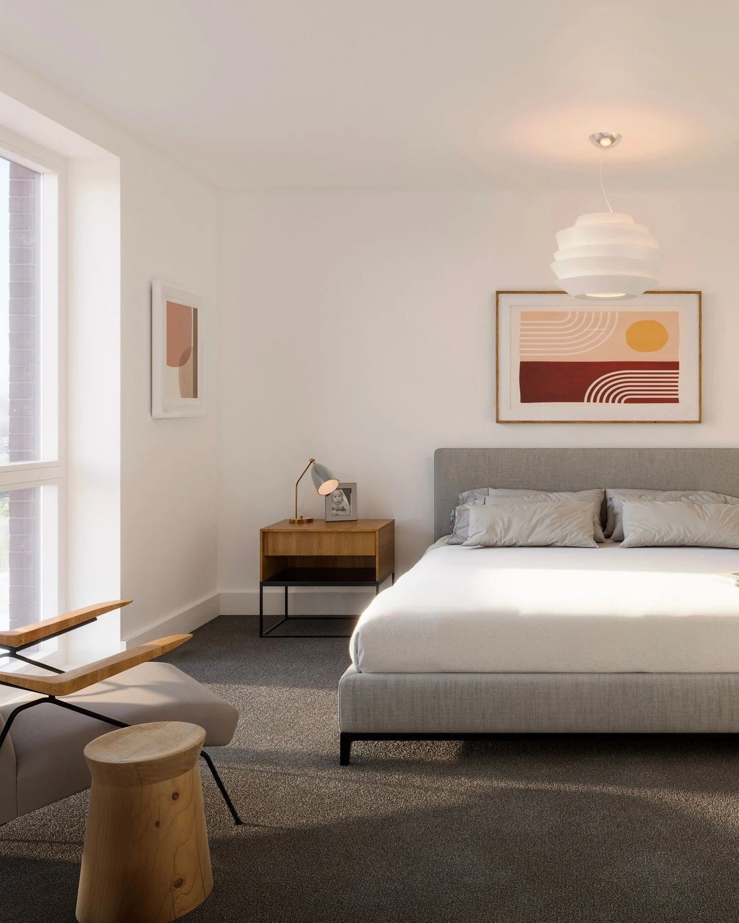 ✨ Durable LVT flooring in kitchens and living spaces, soft Hampstead carpets in bedrooms, and Domus tiling in bathrooms. Full-height windows frame each home in natural light, with Cameo Silk walls providing a calm backdrop.

Considered finishes. Time