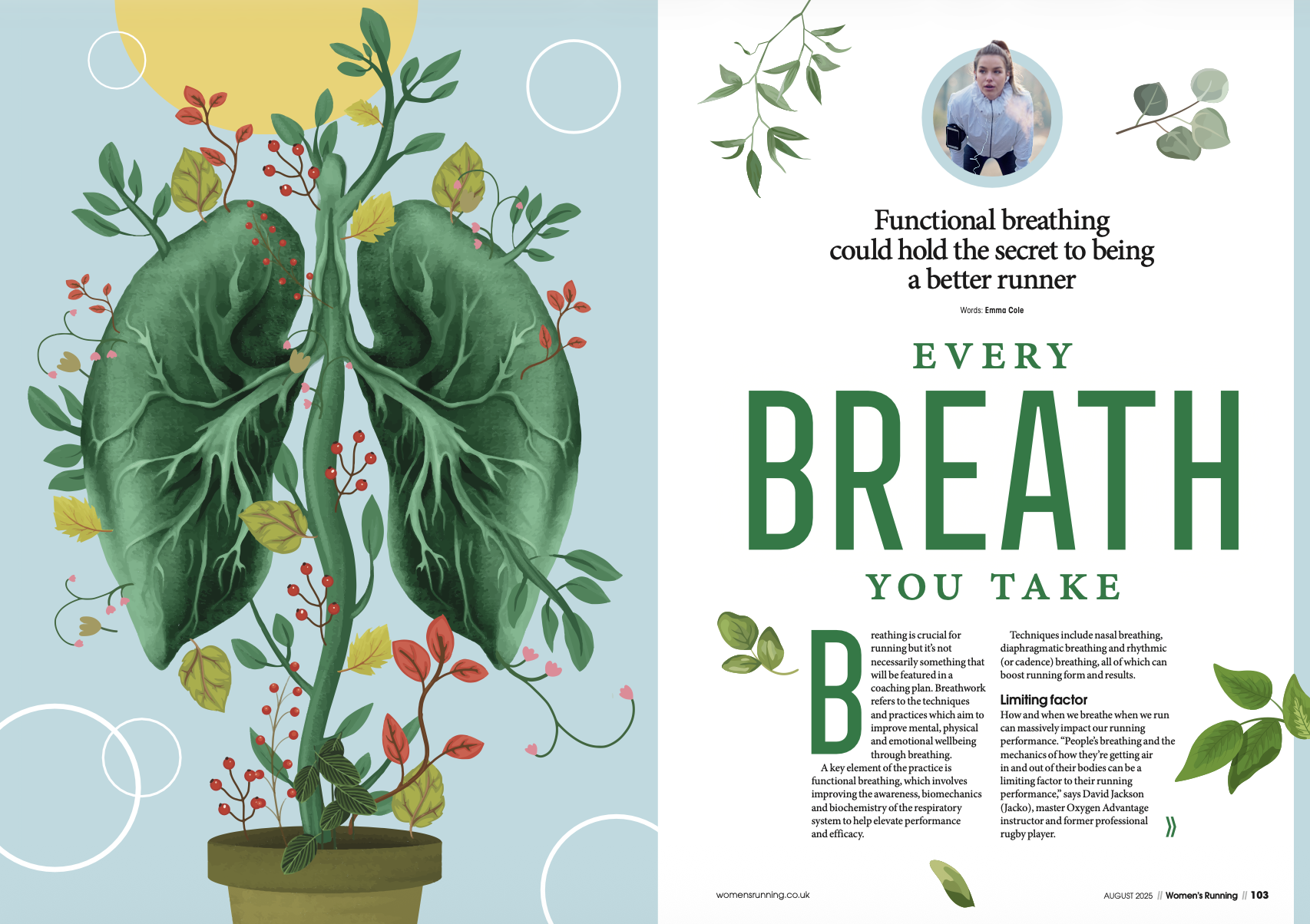 Women's Running Magazine breathwork feature by Emma Cole