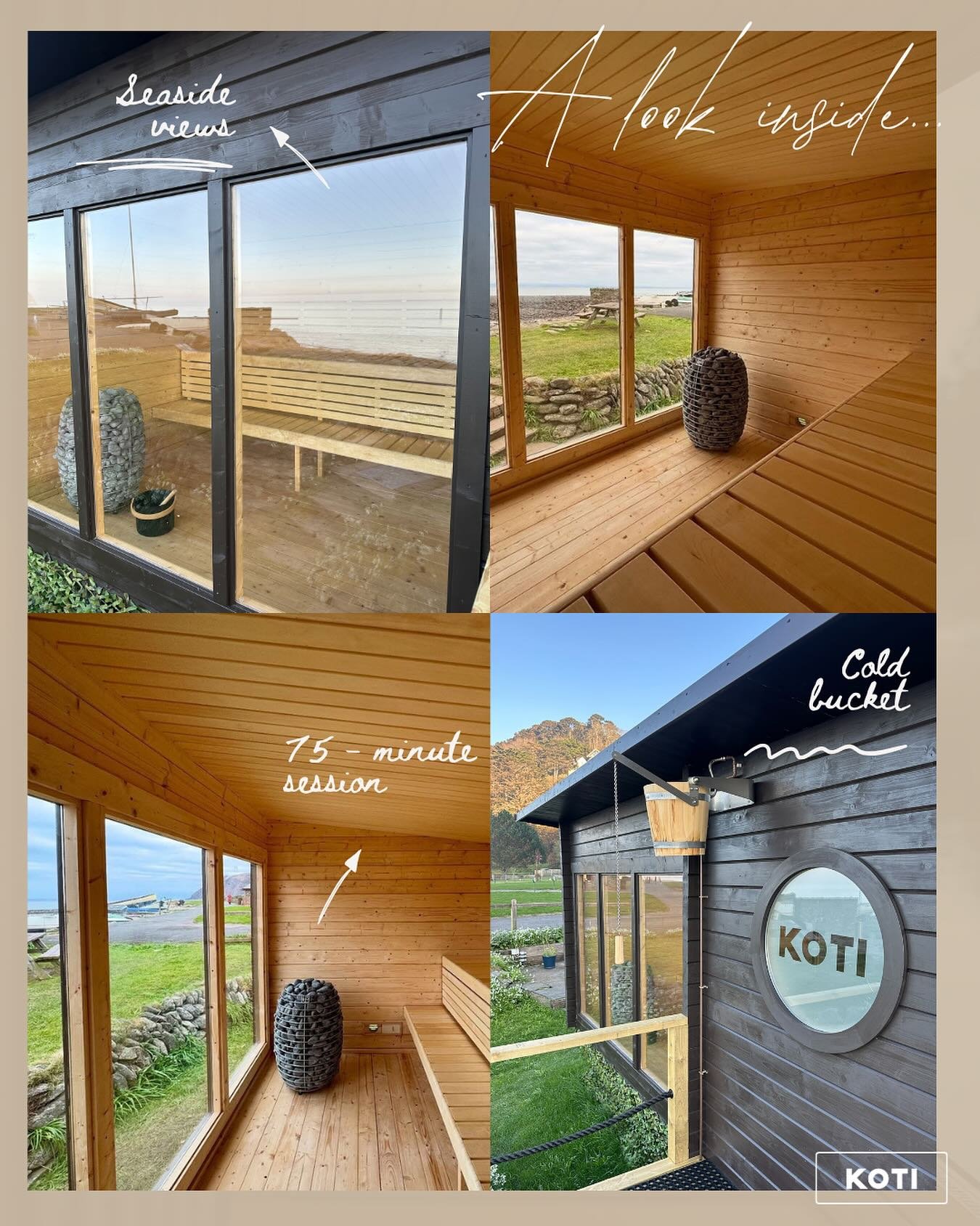 Take a look inside our #Lynmouth Sauna&hellip; 🧖🏼&zwj;♀️ 

Watch the sunrise or sunset from our sauna with unmatched North Devon coastal views 🌅🌊

💦 Feel alive with our cold plunge bucket
🕒 75-minute sessions to unwind, recharge, and reset
👕 P