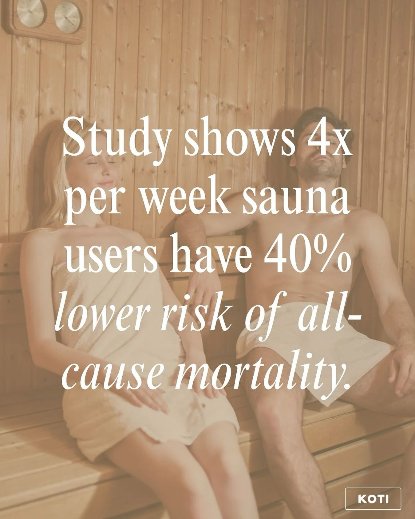 Live longer, sweat better 💧🔥

Regular sauna use is linked to a lower risk of heart disease ❤️, stroke 🧠, and even dementia 🧬. Just a few sessions a week can make a real difference.

Relax, detox, and boost your health&mdash;all in one sweat 🧖&zw