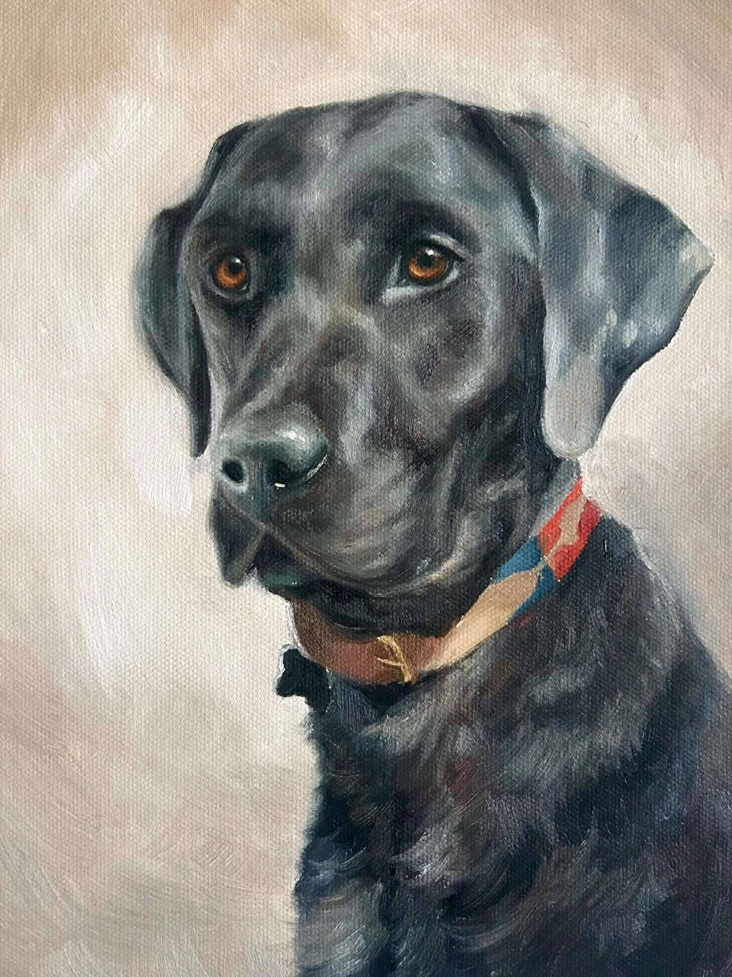 A very glossy boy ✨
8x11” oil portrait 
#dogportrait #animalpainting #petportrait #animalportrait #labradorpainting #commissionedportrait #oilpainting #ukportraitpaintings