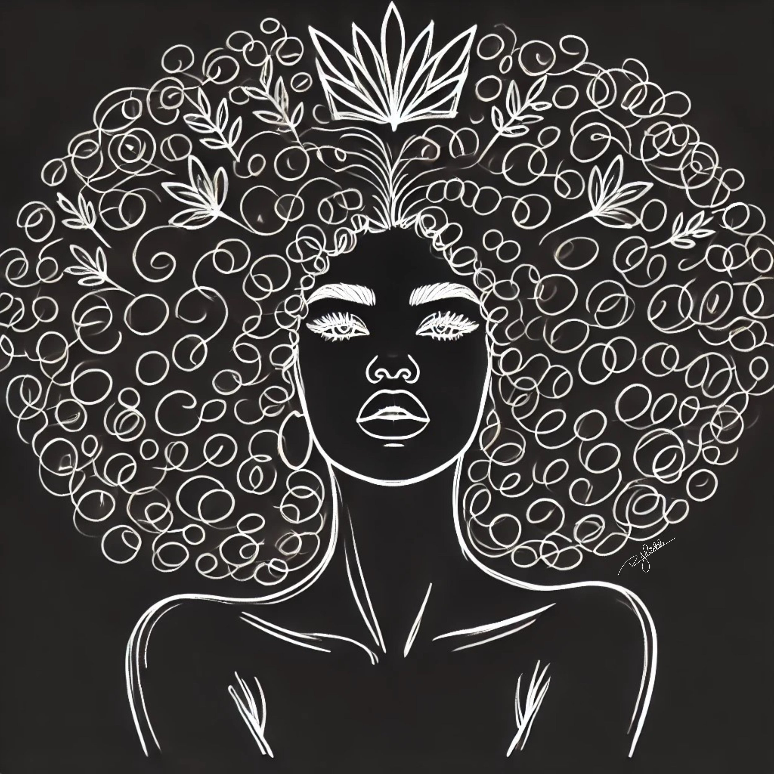Title: Natural Crown
Description: No jewels required—Natural Crown is a celebration of the beauty, power, and pride woven into every curl and coil. She wears her heritage atop her head, unapologetic in its splendour. Her hair is not ju