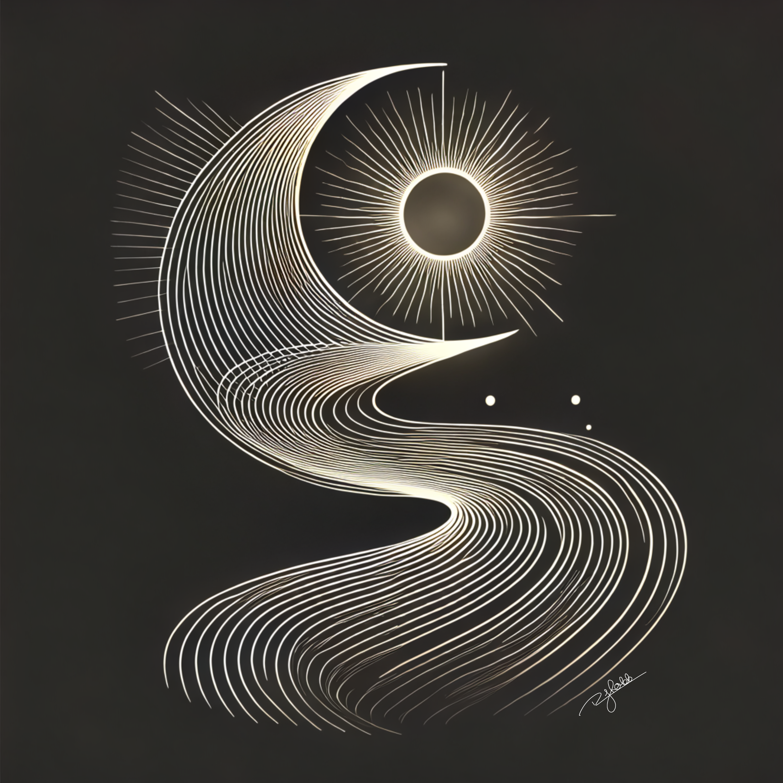Title: Illuminated Path
Description: A guiding light in the darkness, Illuminated Path winds through the void like a celestial road paved with stars. It is the journey itself, glowing with the knowledge that every step forward brings