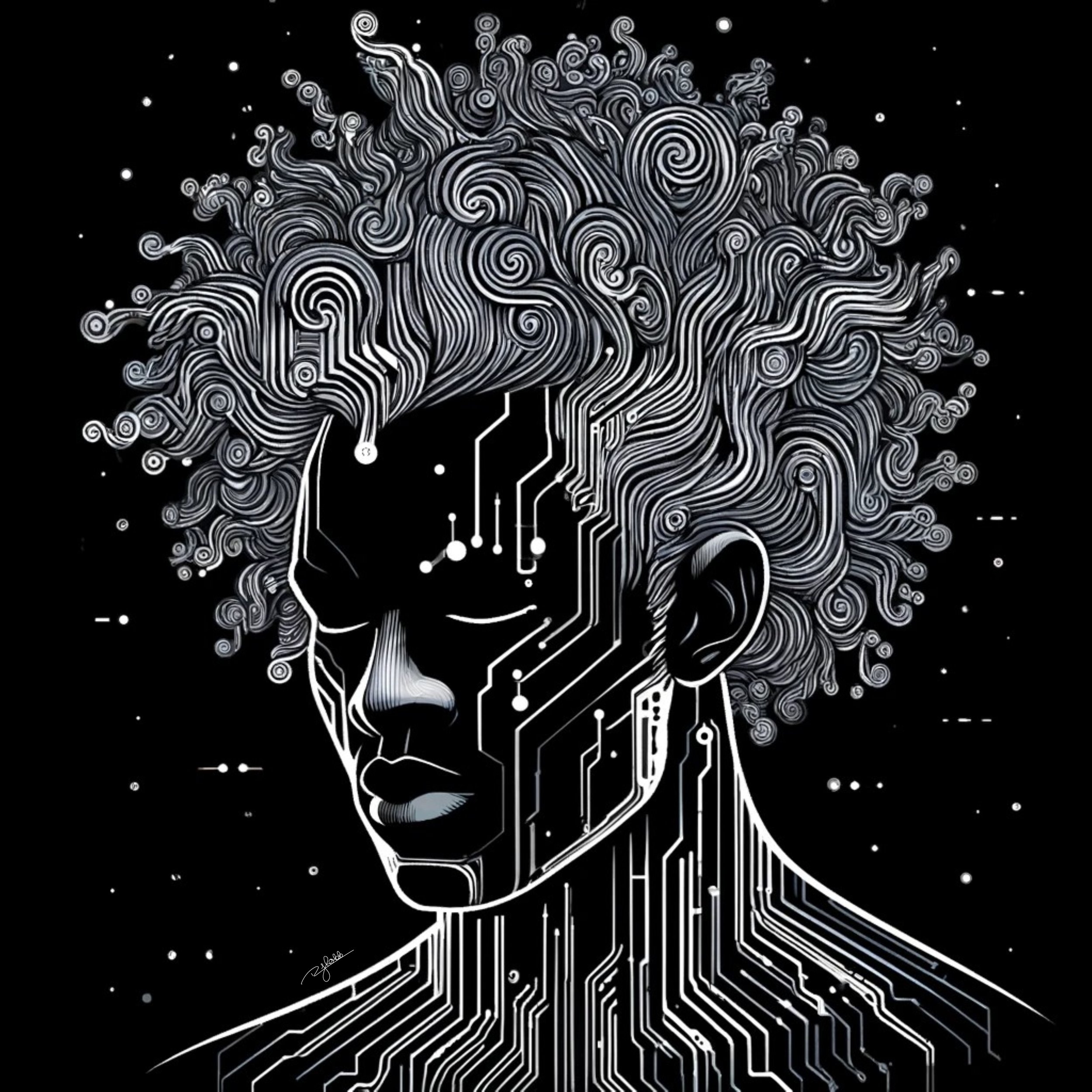 Title: Galaxy Waves
Description: Deep, sleek waves flow in perfect formation, each strand etched with celestial energy. Like ripples in the cosmic fabric, this piece embodies motion, progress, and the infinite nature of creation.