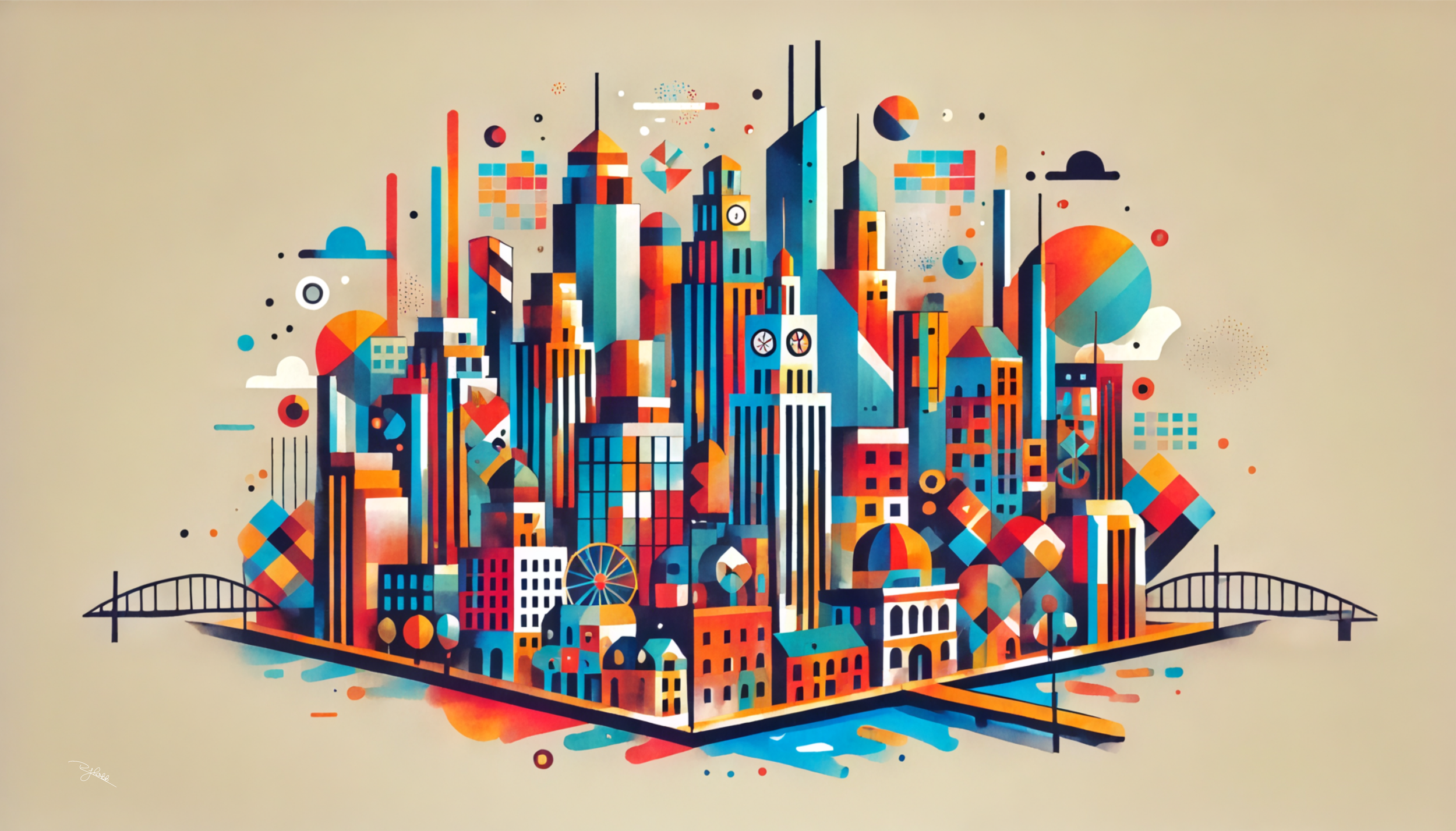 Title: Urban Utopia
Description: A futuristic metropolis rises in perfect harmony, its skyline etched in precise geometric angles and glowing neon hues. The towering structures hum with energy, forming an intricate network of light,